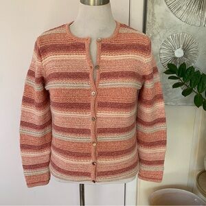 LL Bean 100% Cotton Button Up Cardigan Sweater size M
